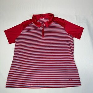 Nike Golf Red Striped Polo Shirt Youth SZ L Performance Unisex (women’s SZ sm)